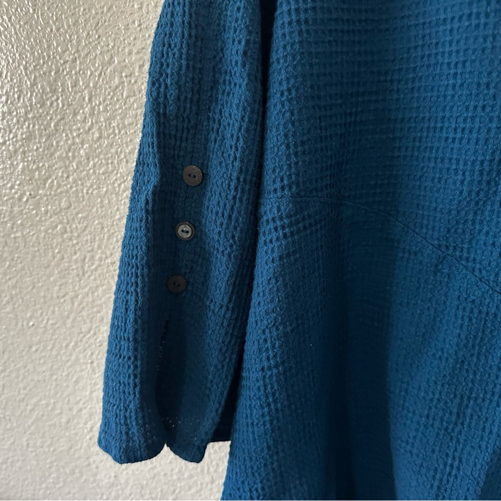 Focus Casual Life |  100% Cotton Blue Waffle Knit Tunic Size Large - Picture 6 of 8